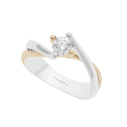 Anello solitario Comete in oro bianco e rosa