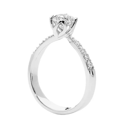 18 kt white gold Comete solitaire Petali ring