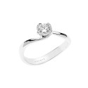 18 kt white gold Comete solitaire Petali ring