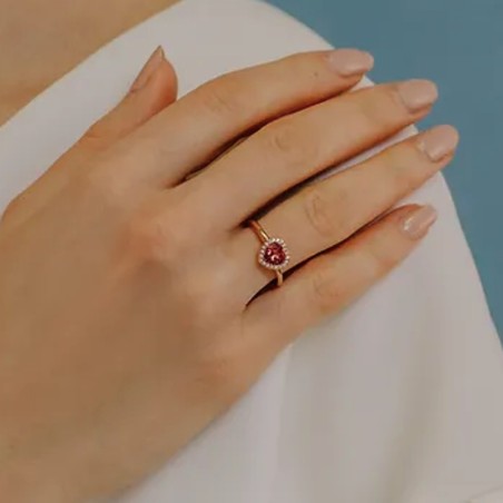 18 kt rose gold Comete ring with topaz and diamonds