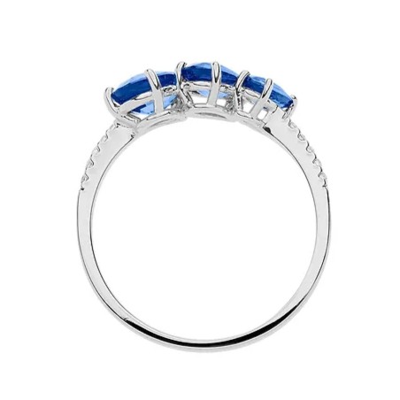 18 kt white gold Comete ring with sapphires and diamonds