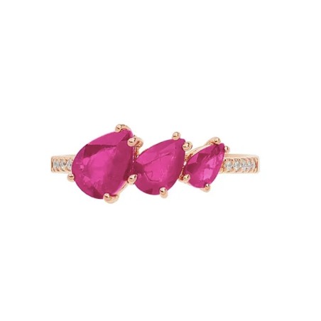 Anello Comete in oro rosa con rubini e diamanti