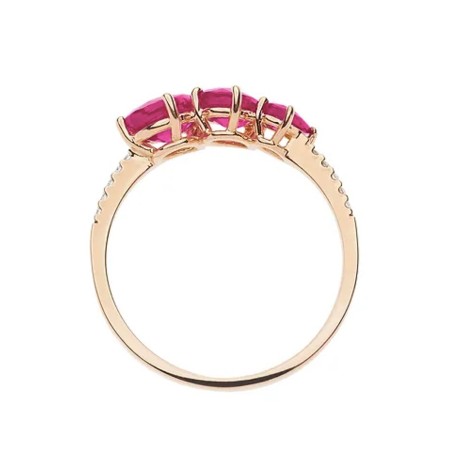 18 kt rose gold Comete ring with rubies and diamonds