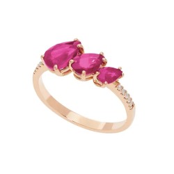 Anello Comete in oro rosa con rubini e diamanti