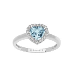 Anello Comete in oro bianco con acquamarina e diamanti