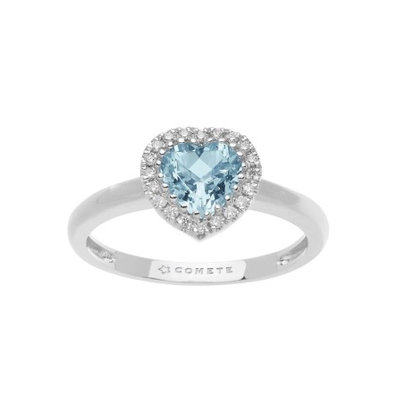Anello Comete in oro bianco con acquamarina e diamanti