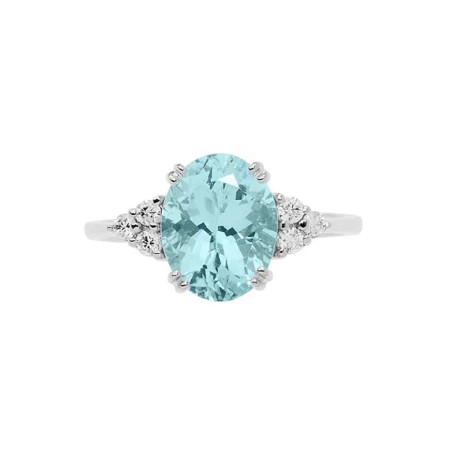 Anello Comete in oro bianco con acquamarina e diamanti