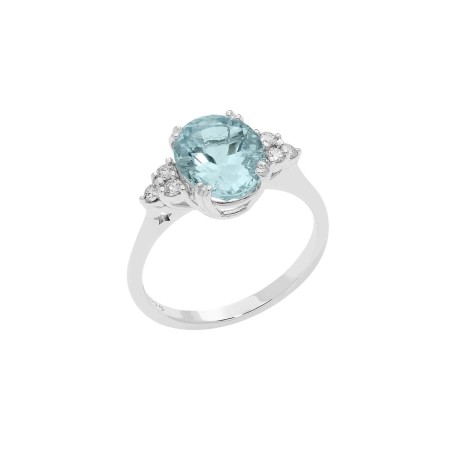 Anello Comete in oro bianco con acquamarina e diamanti