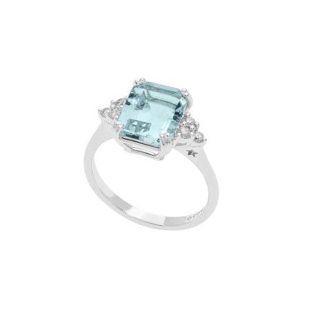 18kt white gold Comete ring with aquamarine and diamonds