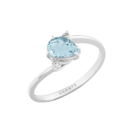 18kt white gold Comete ring with aquamarine and diamonds