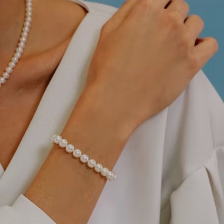 18kt white gold Comete bracelet with cultured pearls