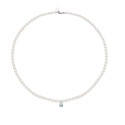 Collana Filo di Perle Acquadolce in Oro 18kt con acquamarina e diamante