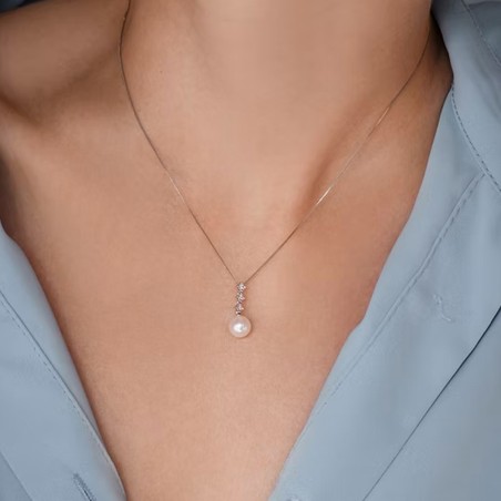 Collana Perla e diamanti in Oro 18kt