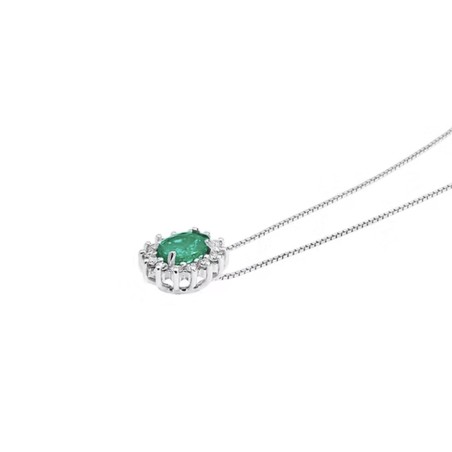 Collana in Oro 18kt con smeraldo e diamanti