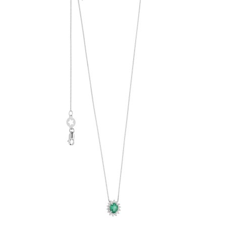 Collana in Oro 18kt con smeraldo e diamanti