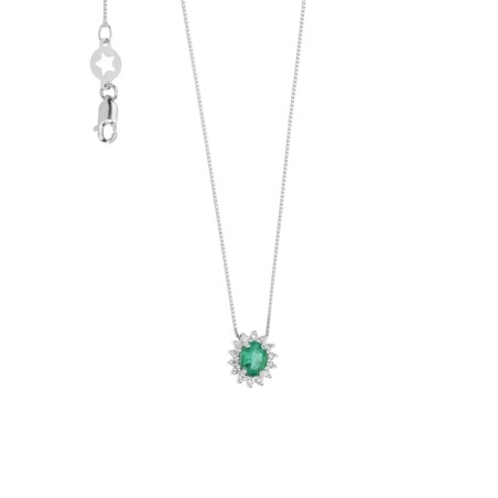 Collana in Oro 18kt con smeraldo e diamanti