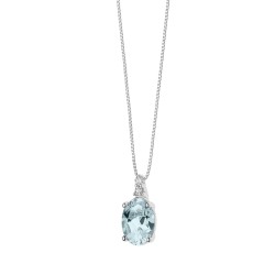 Collana in Oro 18kt con acquamarina e diamanti