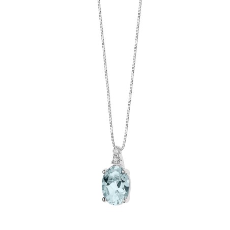 Collana in Oro 18kt con acquamarina e diamanti