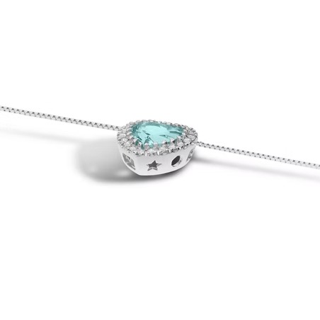 Collana in Oro 18kt con acquamarina e diamante