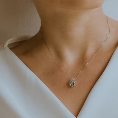Collana in Oro 18kt con acquamarina e diamante