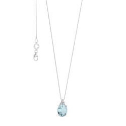 18kt white gold Comete necklace with aquamarine and diamond