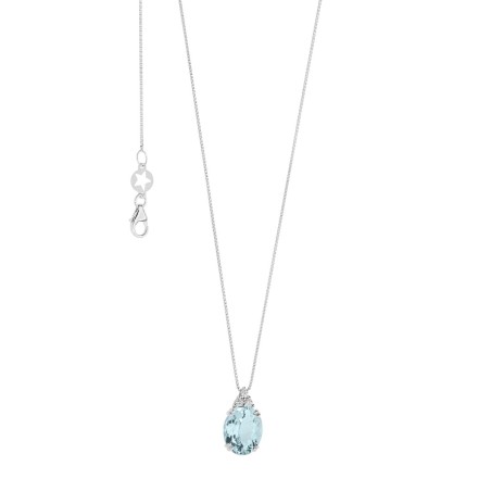 18kt white gold Comete necklace with aquamarine and diamond