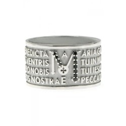 Tuam anello Ave Maria argento 925 con diamanti neri