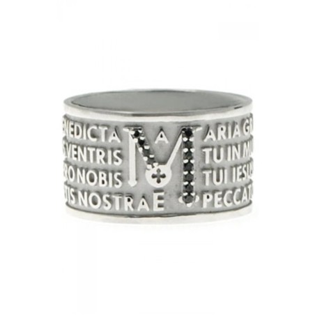 Tuam anello Ave Maria argento 925 con diamanti neri