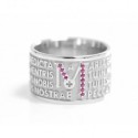 Tuam 925 sterling silver Hail Mary ring with rubies