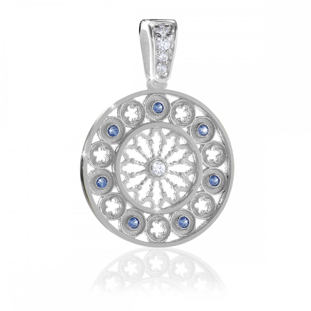 AQUA rose window silver pendant