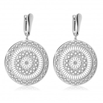White gold rose window earrings - religious jewellery from Assisi
