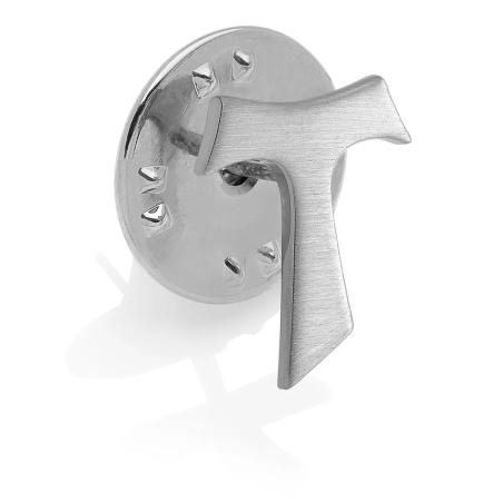 Spilla Segno croce Tau francescana in argento