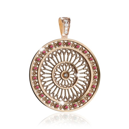 Sterling silver St. Clare's Basilica rosewindow pendant with zirconia