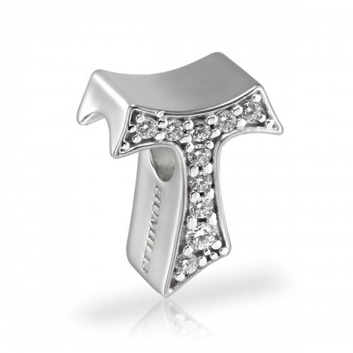 Humilis sterling silver Tau charm with zirconia