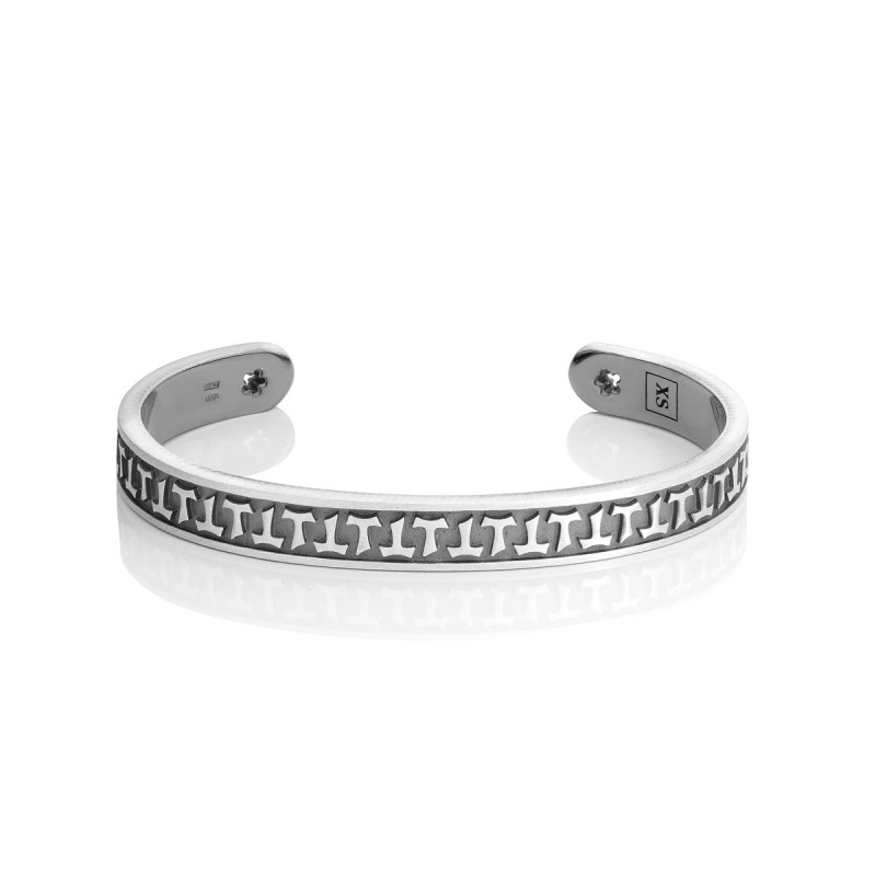Sterling silver bangle bracelet Classic collection with Franciscan Tau cross