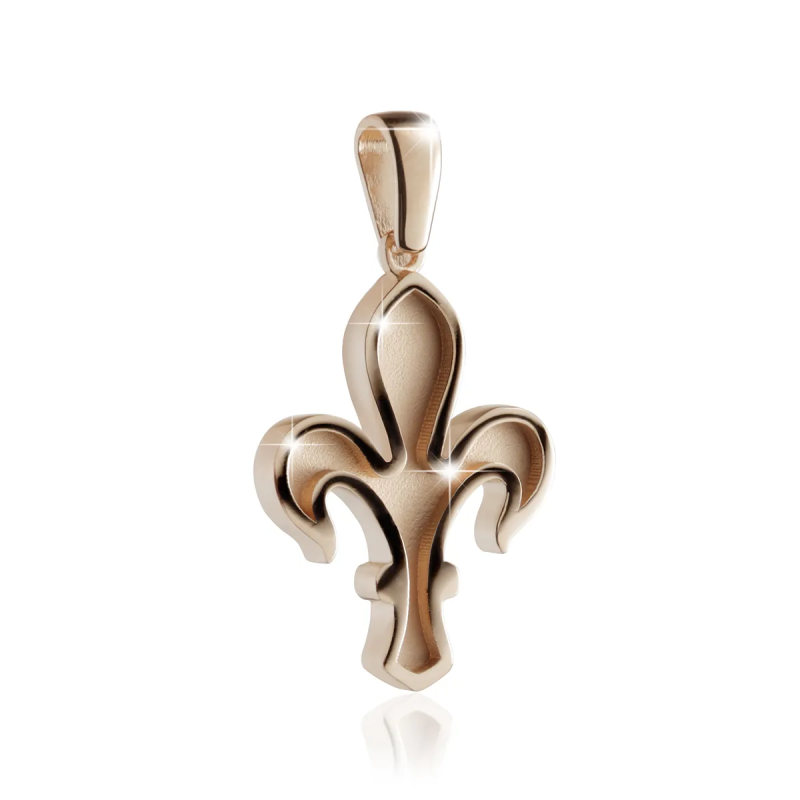 Sterling silver florentine lily pendant with high and low relief