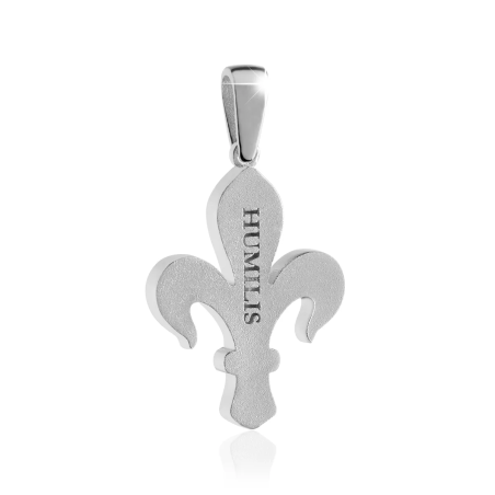 Sterling silver florentine lily pendant with high and low relief