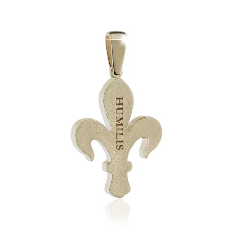 Sterling silver florentine lily pendant with high and low relief