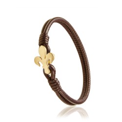 Bracciale Iter Firenze giglio fiorentino in pelle marrone e oro