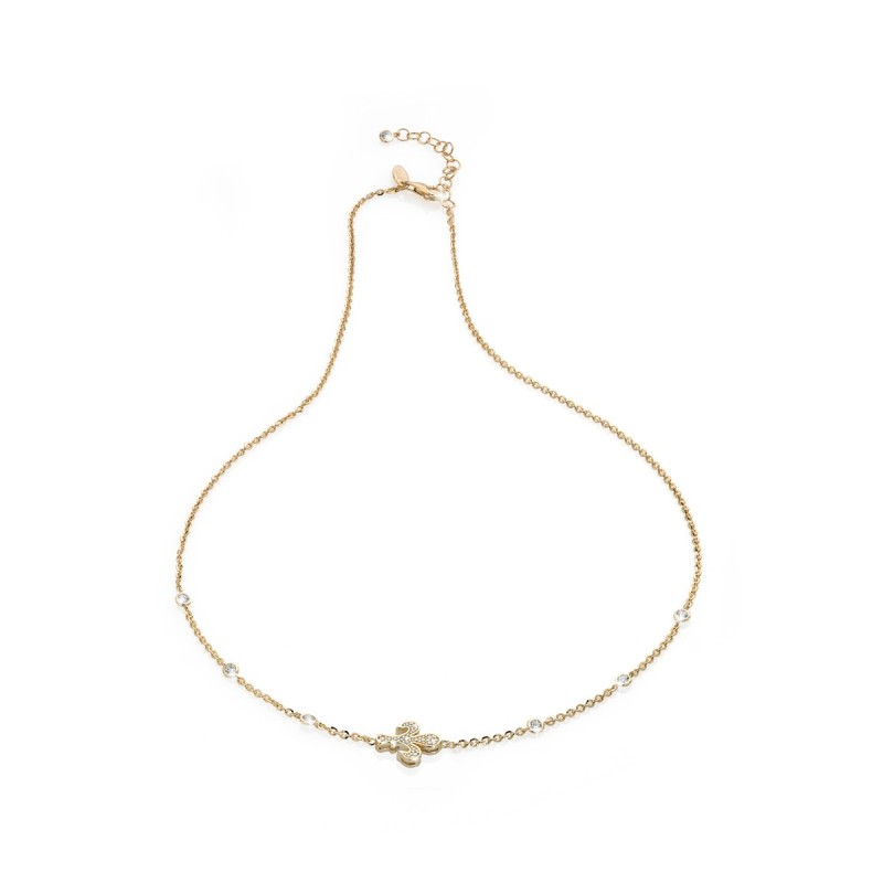 Sterling silver Iter Florence lily necklace with zirconia