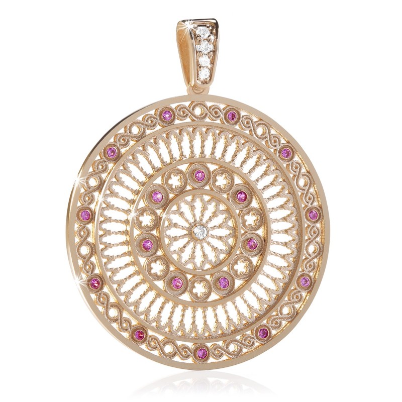 Humilis rose gold rose window pendant