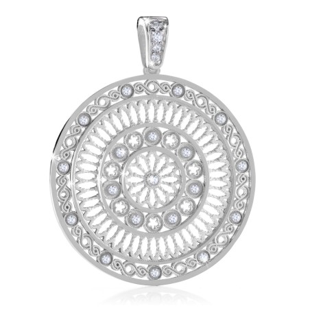 Gold Basilica of St. Francis rosewindow pendant with stones