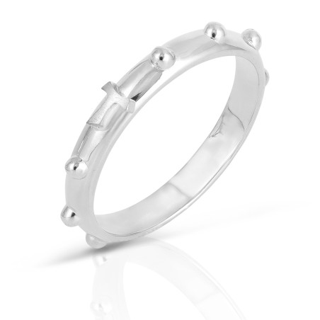 Anello Rosario Tau francescano e decina in argento