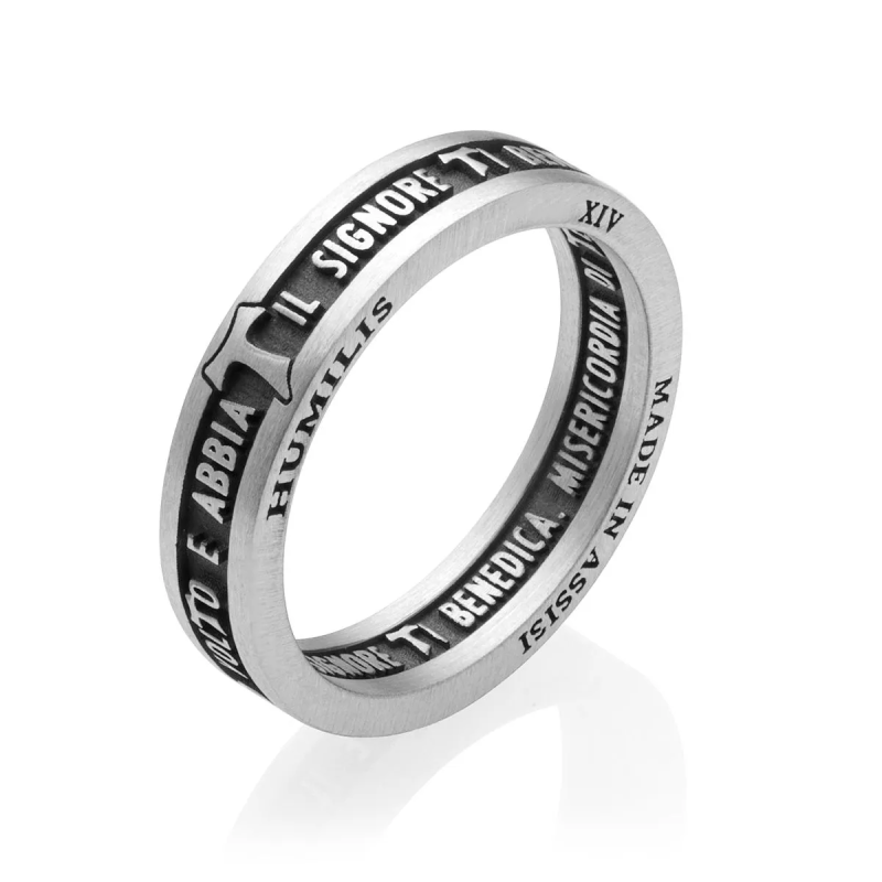 Anello Benedizione Tau francescano San Francesco in argento