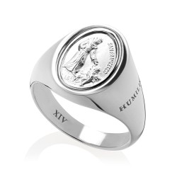 Anello chevalier San Francesco e il Lupo in argento