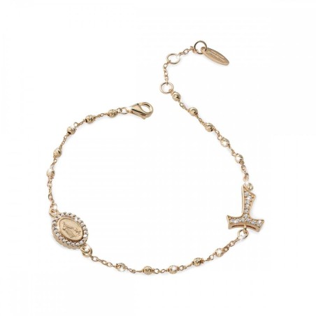 Gold Rosary bracelet with decade Tau cross St. Francis and miracolous Virgin medal