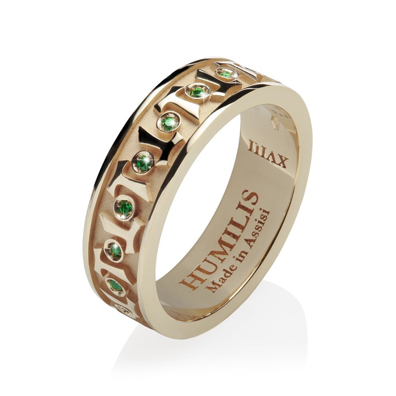 Sterling silver Classic Canticum collection ring Franciscan Tau cross with zirconia