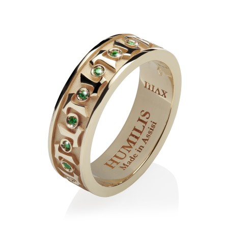 Sterling silver Classic Canticum collection ring Franciscan Tau cross with zirconia