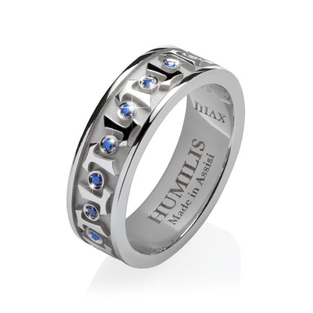 Sterling silver Classic Canticum collection ring Franciscan Tau cross with zirconia