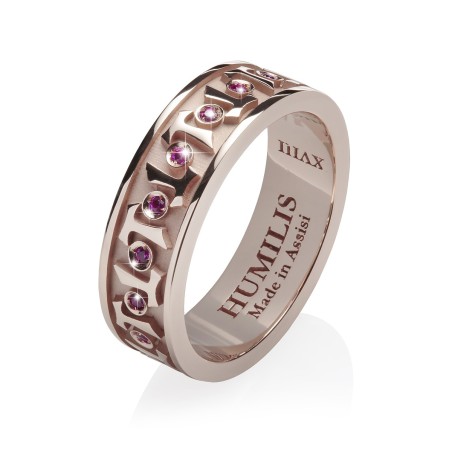 Anello Classica Canticum croce Tau francescana in argento con zirconi
